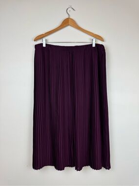EILEEN FISHER Womens Rich Plum Pleated Midi Skirt size 12